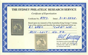 1935 Australia ACSC No 54 MNH Roo CofA Wmk £1 - Grey. Good centring. - Picture 1 of 3
