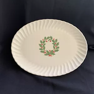 Piatto vintage SCIO Giappone bacche di agrifoglio Natale ovale vacanza vortice piatto bianco - Foto 1 di 8