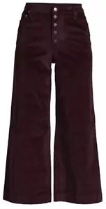Pantalones de pana Time And Tru talla 6 ciruela púrpura pierna ancha tiro alto recortados elásticos - Imagen 1 de 5
