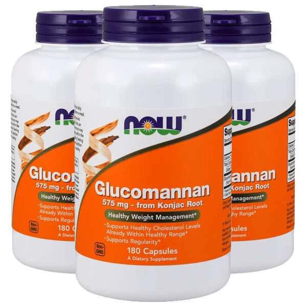 Glucomannan 575mg 3X180 cápsulas Now Foods de Konjac Root Kosher - Imagem 1 de 2