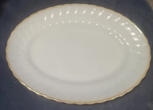 VTG Anchor Hocking Swirl Gold Trim Serving Platter - Picture 1 of 5