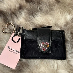 NWT Juicy Couture Glitz Out Tab Elongated Card Case - Liquorice Black Velour - Picture 1 of 4