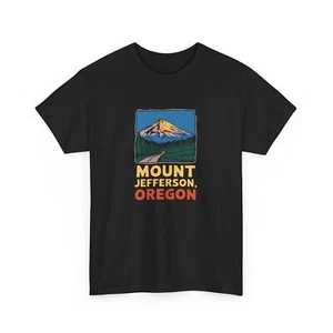 Mount Jefferson Oregon Vintage Mountain Art Graphic T Shirt Short Sleeve - Picture 1 of 5