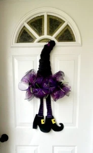 Wicked Witch WreathDecor Halloween Decoration Spooky Hat And Legs NWOT - Picture 1 of 3