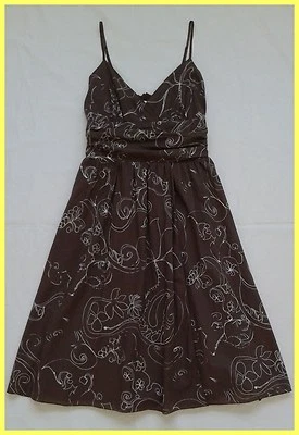 NUEVO CON ETIQUETAS $119 STUDIO M MAXSTUDIO VESTIDO DE VERANO MARRÓN FLORAL ALGODÓN ESPAGUETI VESTIDO S 4 6 Foto 1 de 4