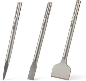 ZELCAN Chisel Set with SDS Max Shanks, 3pc SDS Max Chisel Drill Bit Set with 12" - Picture 1 of 1
