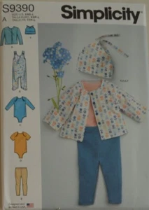 Simplicity 9390 - Babys Strick Layette, Jacke, Overall, Leggings & Mütze - Bild 1 von 2