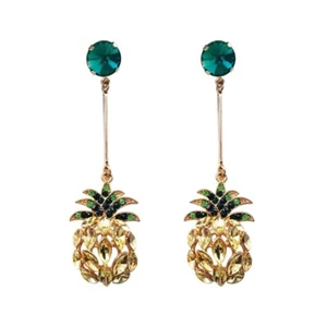 Fashion Exaggerated Pineapple Crystal Drop Dangle Stud Earrings - Picture 1 of 4