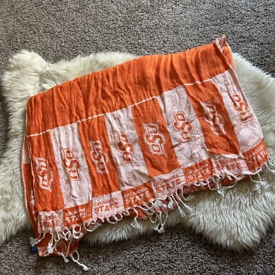 OSU Oklahoma State Cowboys Bufanda Unisex Naranja Estampado Borlas Viscosa Ligera Foto 1 de 4