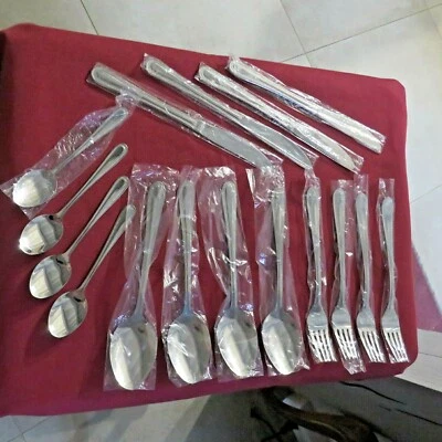 Posate 16ncouverts IN Acciaio Inossidabile per 4 Persone Modello Perline - Immagine 1 di 4