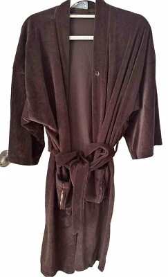 Vintage Anos 80 Christian Dior Monsieur Robe Adulto Tamanho Único Acabamento Marrom Algodão RARO - Imagem 1 de 4
