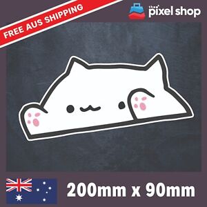 BONGO CAT 200mm Wide Vinyl Car Sticker Decal Funny Meme Cheap Cute Kitten