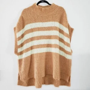 Maglione Pilcro finto collo manica corta donna a righe pull over accogliente casual TG3x - Foto 1 di 8