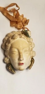 Vintage woman lady chalkware ceramic wall decor match holder - Picture 1 of 4