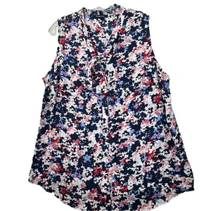 Women’s Plus Size 2X Relativity Pretty Floral Print Sleeveless Blouse Tank Top - Picture 1 of 12