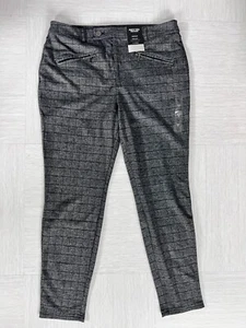 Simply Vera Wang Skinny Pants High Rise Black Gray Plaid  X-Large Polished Twill - Picture 1 of 4