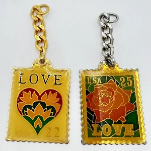 Winco International Schlüsselanhänger Lot 2 Love Stamp USPS Vintage 1985 22 1988 25 USA - Bild 1 von 8