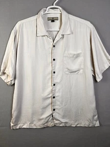 Tommy Bahama Silk Camp Shirt Men's XL Cream Button Front Beach Resort Relaxed - Picture 1 of 9