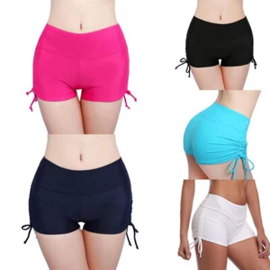 WOMENS LADIES BEACH POOL SWIM SHORTS BOY STYLE SWIMMING BIKINI BOTTOMS SWIMWEAR - Picture 1 of 23