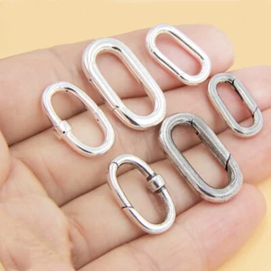 925 Sterling Silver Oval Lobster Clasp Connector for Bracelet Necklace Findings - Picture 1 of 20