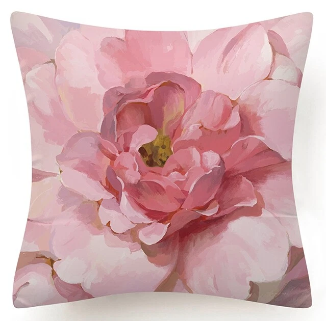 FUNDA ALMOHADA Cactus Floral Decorativo Rosa Blanco Verde Planta Cojín Estuche 18x18" Foto 1 de 1