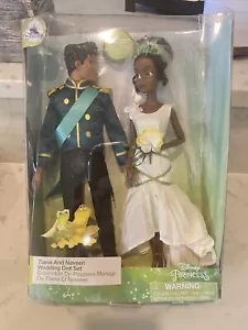 SET BAMBOLE MATRIMONIO PRINCIPESSA DISNEY TIANA E NAVEEN ACCESSORIO BOUQUET FIORI - Foto 1 di 4