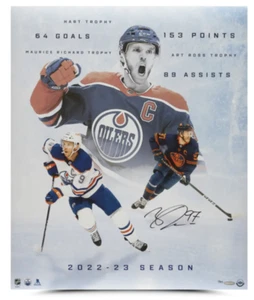 Connor McDavid Autografo '22-'23 Stagione Complementi 20x24 Foto UDA LE 97 - Foto 1 di 3