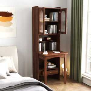 Fold-Out Convertible Writing Table, Desk Cabinet with shelf and drawer - Picture 1 of 14