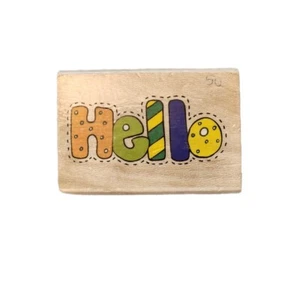 WESTWATER ENTERPRISES ~ HELLO ~ WOOD MOUNTED RUBBER STAMP - Picture 1 of 2