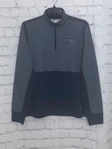 Detroit Pistons NBA Basketball Women's Adidas X-Large 1/4 Zip Pullover Sweater Cover