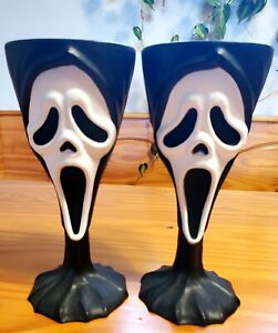 Scream Ghost Face Cup Black Plastic Goblet Fun World Cup Lot Of 2