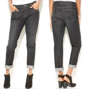 Eileen Fisher Organic Cotton Boyfriend Style Jeans Size 10 Gray/black Stretch - Picture 1 of 8