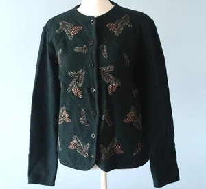 Cardigan vintage Pendleton taglia small pigne pigne 100% lana maglione verde invernale - Foto 1 di 24