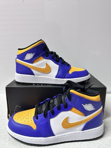 Sneakers Nike Air Jordan 1 Mid GS Lakers viola giallo DQ8423 517 taglia 5 5 anni usate