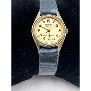 Damen Scharfe Quarzuhr Wasserdicht Goldfarben Blau Band Analog - Bild 1 von 7