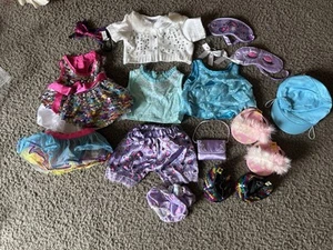 16 Piece Build A Bear Girls Summer & PJs Clothing Lot Pink Blue Purple - Picture 1 of 8