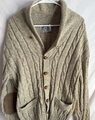 Suéter Cambridge vintage para mujer grande mezcla de lana avena suéter Henley Foto 1 de 4