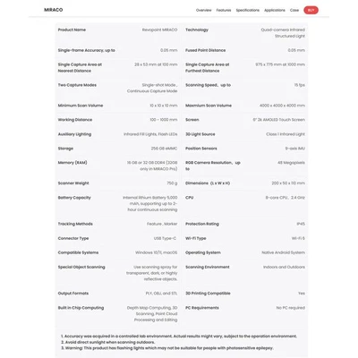 AU Revopoint MIRACO PRO 3D Scanner For 3D Printing Wireless Handheld 3D Model - Image 1 of 4