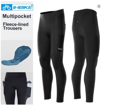 Calças justas masculinas de ciclismo de inverno INBIKE lã térmica à prova de vento MTB - Imagem 1 de 3