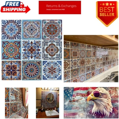 Self-Adhesive Backsplash Tile Sheets, 12"x12", Ideal for Kitchens & Bathrooms - Image 1 of 4