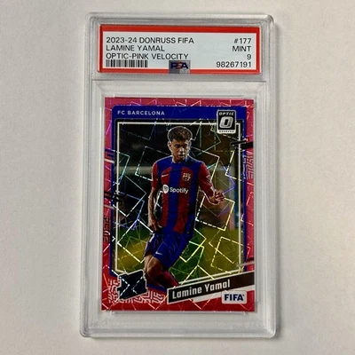2023-24 Panini Donruss FIFA Lamine Yamal RC NO177 оптическая розовая скорость /99 PSA 9 - Изображение 1 из 2