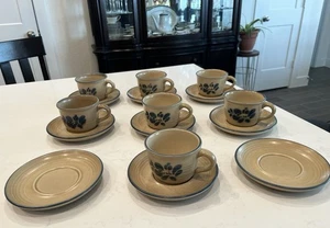 PFALTZGRAFF Folk Art Coffee/Tea Cups Brown & Blue Lot - NEW - Read Description - Picture 1 of 16