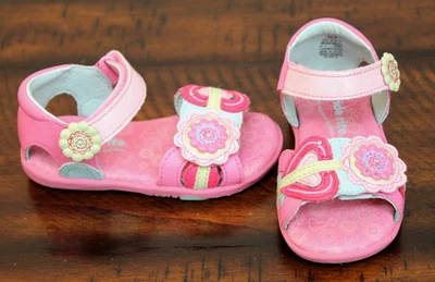 SANDALIAS DE CUERO ROSA Stride Rite Niñas 6 Zapatos Flores Niño Pequeño Foto 1 de 4
