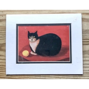 Judith Brown Litho Print Tom Cat Tuxedo Kitty Animal Lover Folk Art Cute - Picture 1 of 4