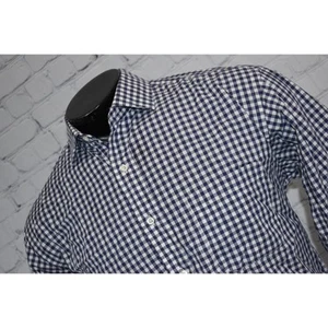 Brooks Brothers Vestito Camicia Makers Uomo Taglia Blu Bianco Plaid Made In USA - Foto 1 di 6
