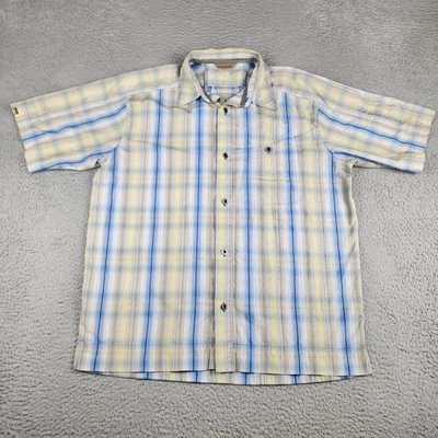 Camisa Salomon Para Hombre Extra Grande Amarilla Azul A Cuadros Abotonada Manga Corta Senderismo Foto 1 de 4