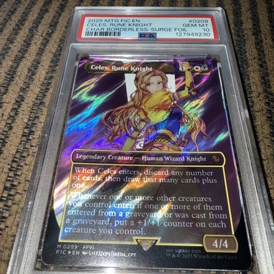 MTG Celes, Rune Knight 0209 Char Borderless Surge Foil Mythic PSA 10 - Image 1 of 2