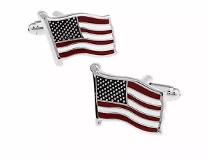 Flagge von Amerika Manschettenknöpfe silberfarben Manschettenknöpfe USA amerikanische Flagge - Bild 1 von 3