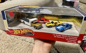 2020 Hot Wheels Premium ‘70 HEMI Challenger ‘65 Mustang ‘70 Camaro Retro Rig - Picture 1 of 1