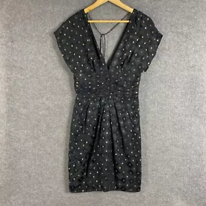 Seduce Dress Womens 10 Black Gold A Line Silk Lurex Studio 54 Cocktail Evening - Picture 1 of 13